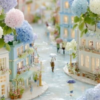 雨ふりの紫陽花通り西-Hydrangea Lane W3【For Mobile】