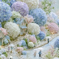 雨ふりの紫陽花通り西-Hydrangea Lane W5【For Desktop】