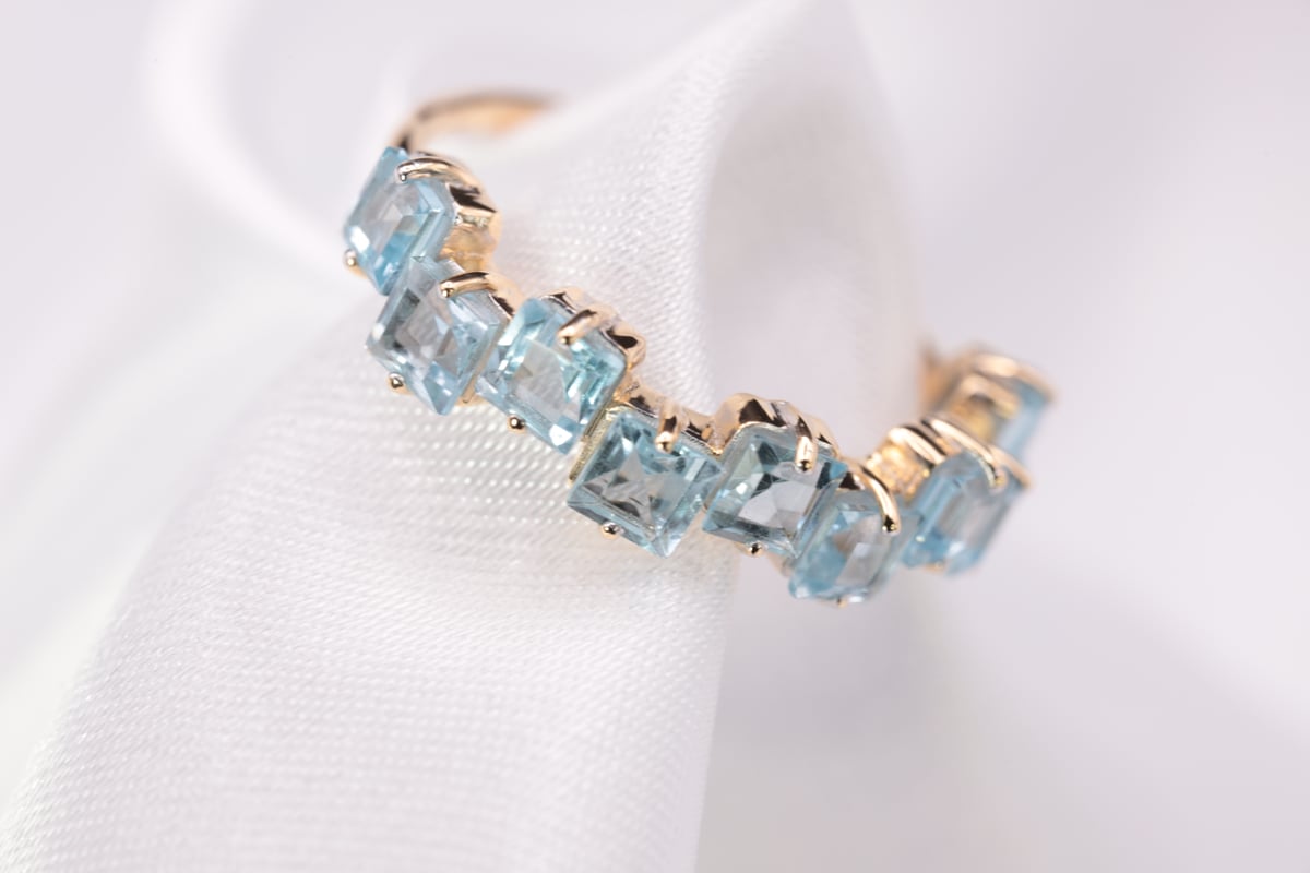 天然ブルートパーズ18Kリング | Velora Gems & Jewelry