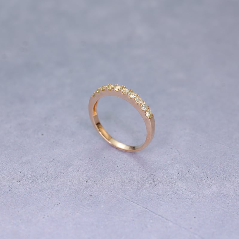 ペリドット ほぼフルエタニティリング K14WG 1.00ct 天然ペリドット 
