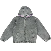 ALWAYS DETACHABLE HOOD DENIM JACKET WASHED GREY