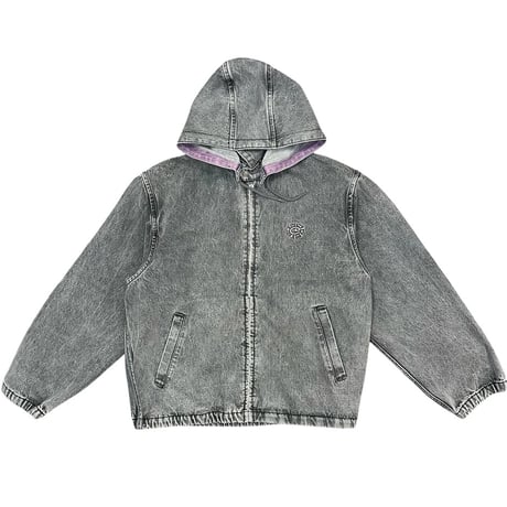 ALWAYS DETACHABLE HOOD DENIM JACKET WASHED GREY
