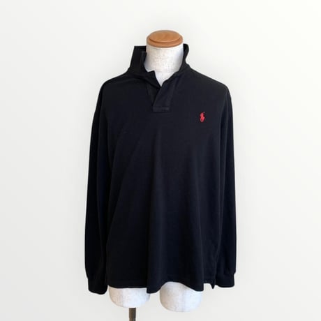 ラルフローレン✨️XXL 長袖ポロシャツ 黒 ボタンレス