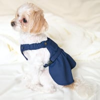 らくらくワンンピース　デニムワンピース　ネイビー