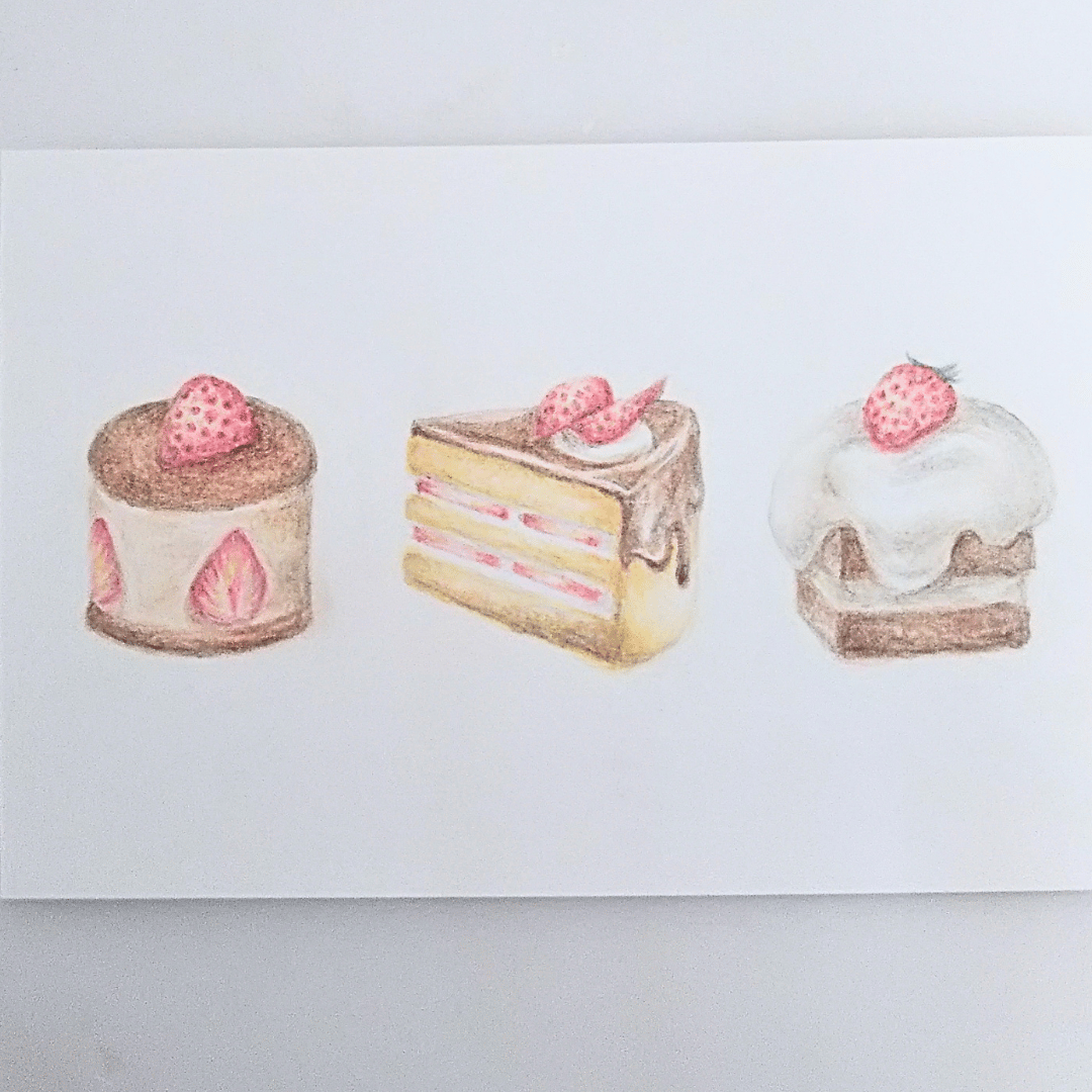 創作NO.3 山羊の花園　手描き原画 一点物 色鉛筆画 原画 一点物 手描き イラスト ハガキサイズ アート