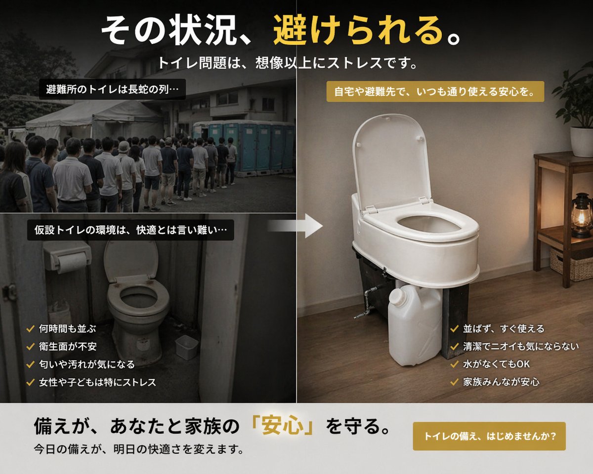 1000回以上使える】断水・停電でも使える家庭用非常トイレ｜繰り返し