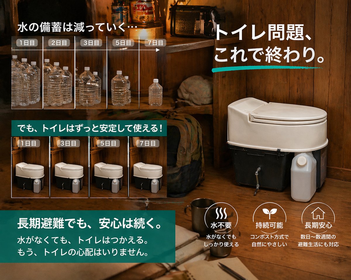 1000回以上使える】断水・停電でも使える家庭用非常トイレ｜繰り返し