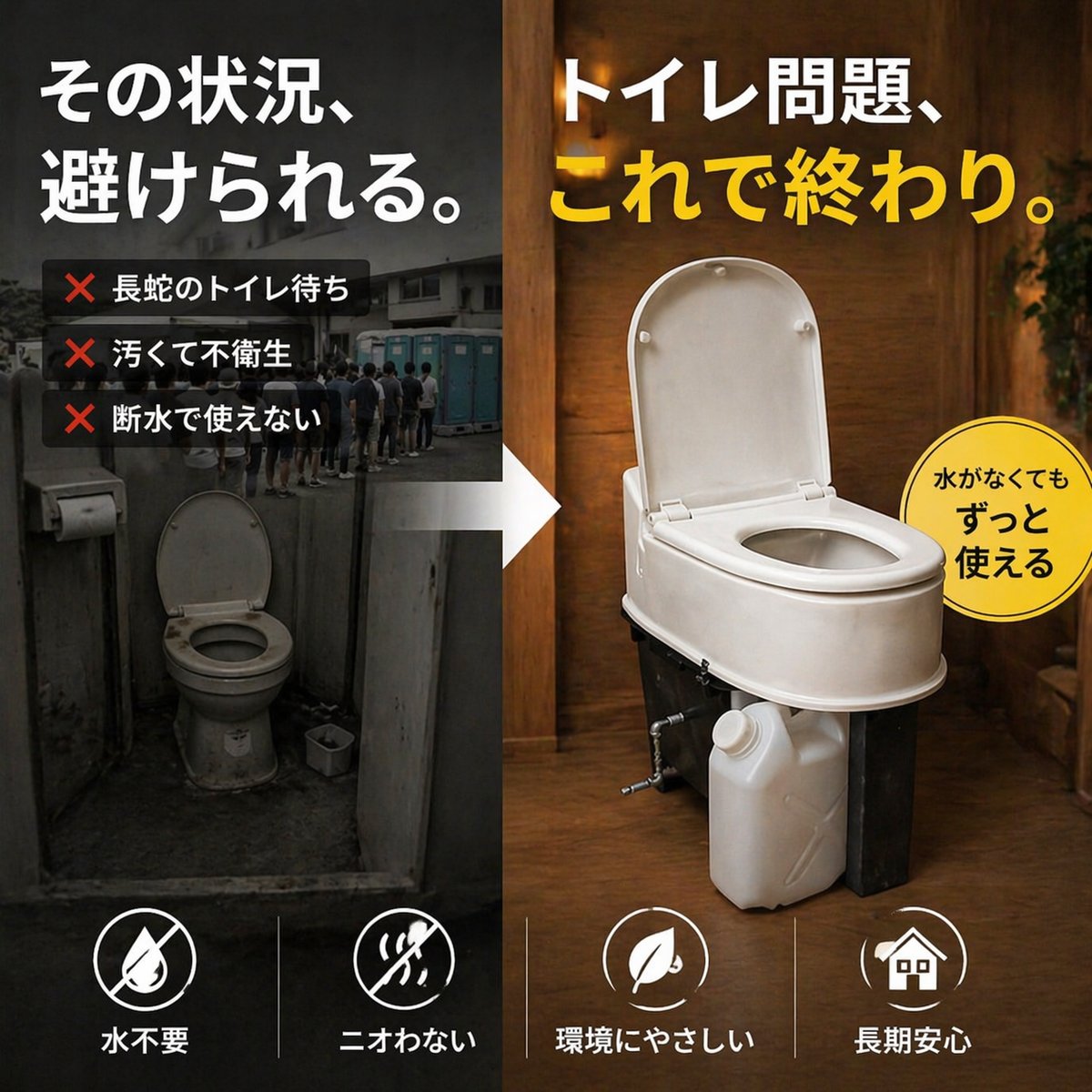 オープンセール！【断水・停電でも使える】水不要◎非常用防災