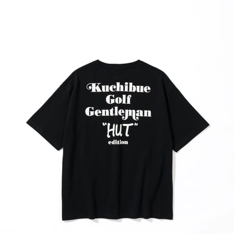 ”HUT“ Tシャツ by Kuchibue Golf Gentleman ブラック×ホワイト