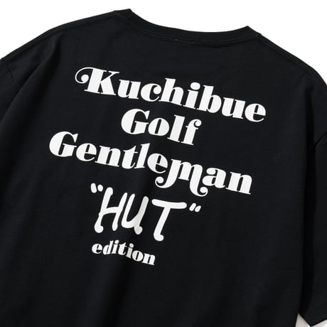 ”HUT“ Tシャツ by Kuchibue Golf Gentleman ブラック×ホワイト