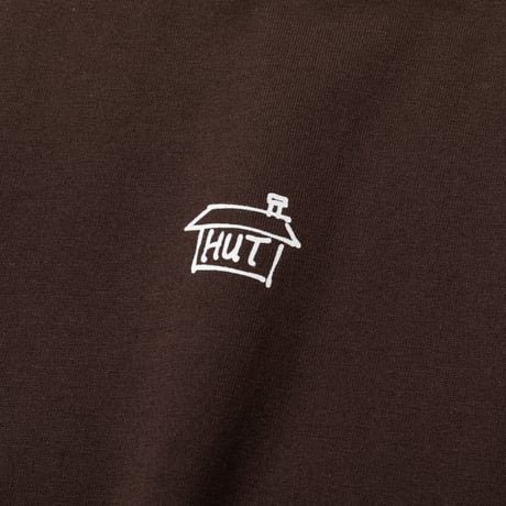 ”HUT“ Tシャツ by Kuchibue Golf Gentleman ダークチョコレートート×ホワイト