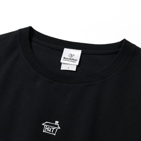 ”HUT“ Tシャツ by Kuchibue Golf Gentleman ブラック×ホワイト