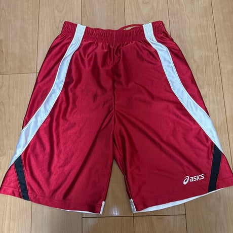 asics バスケットボールパンツ バスパン レッド 光沢