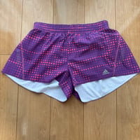 adidas 紫・ピンク ドット柄 ショートパンツ レディースL