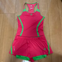 adidas テニスウェア 上下 セット ピンク グリーン サイズS