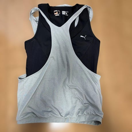 Puma フード付きタンクトップ グレー/ブラック レディース L