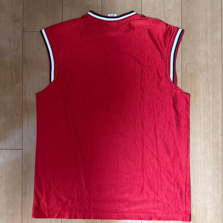 Reebok 赤 Vネック ノースリーブ L/XL バスケ 光沢