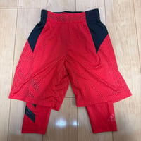 adidas バスケットボールパンツ スパッツ付き S レッド