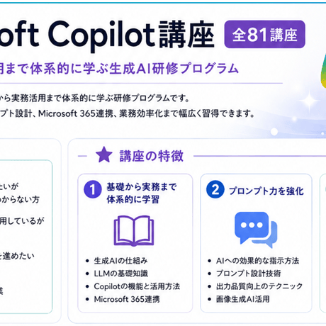 生成AI　Copilot オンライン学習講座　6か月間　27200円