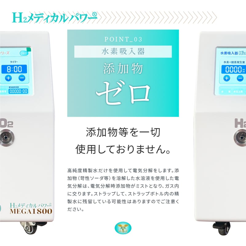 MEGA1800 ｜高濃度水素吸入器＆酸素吸入器｜水素発生量 1200ml/分