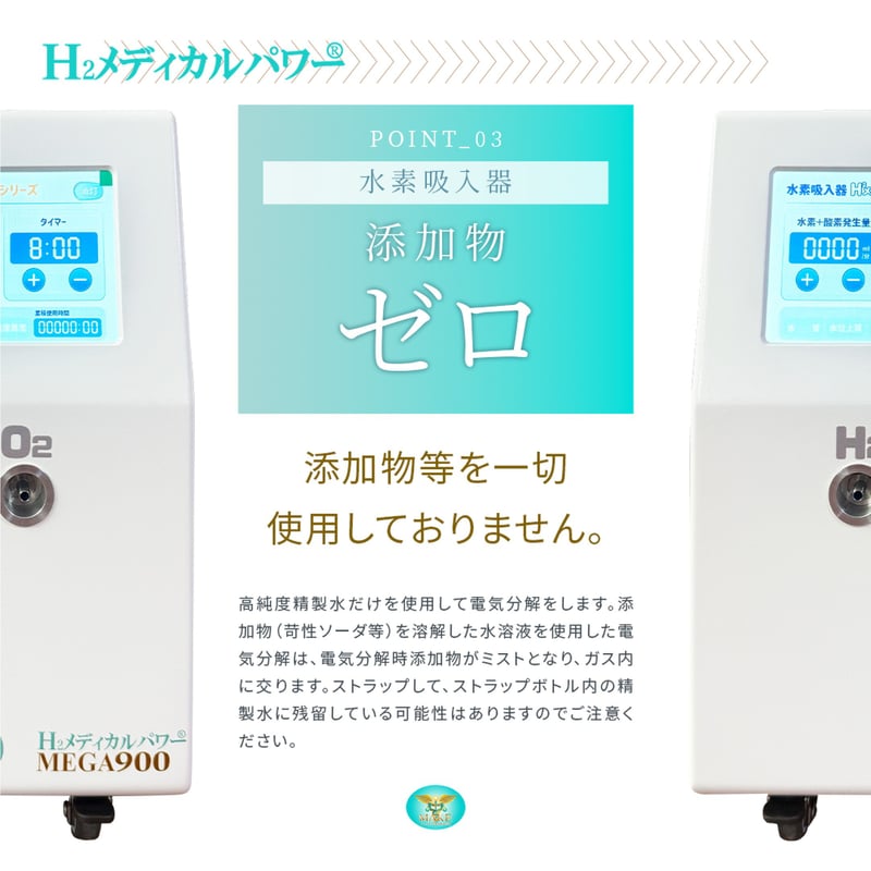 MEGA900｜高濃度水素吸入器＆酸素吸入器｜H2メディカルパワー｜水素