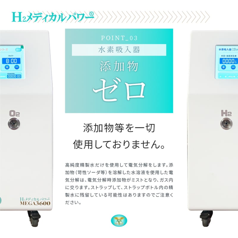MEGA3600｜高濃度水素吸入器＆酸素吸入器｜水素発生量 2400ml/分