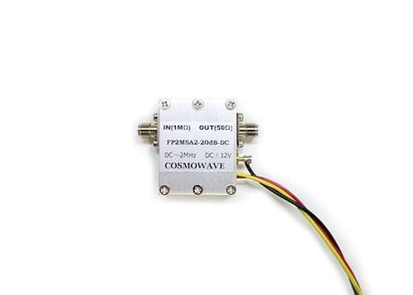 広帯域インピーダンス変換器 （FETプローブ）高出力 1Mオーム→50オーム DC~10MHz 8Vpp  ゲイン20dB 【受注生産】【組込み用】
