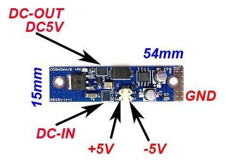プラス・マイナスDC5V出力　電源基板 REG5V-PM　+5V -5V  【受注生産品】【組込み用】