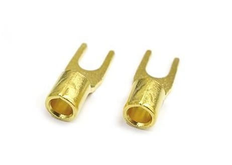 金メッキＹラグ端子 １０ＡＷＧ用　ネジ径4ｍｍ