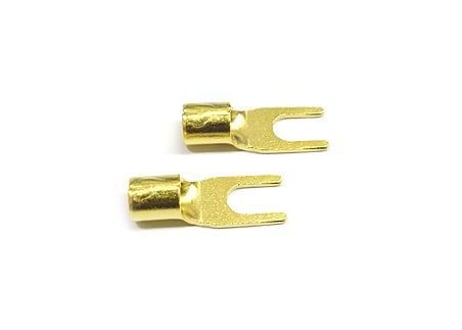 金メッキＹラグ端子 １０ＡＷＧ用　ネジ径4ｍｍ