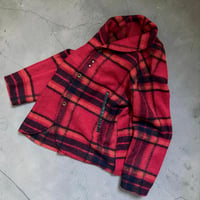 Slow Hands"Wool Check Shawl 3B Jacket"(red)unisex