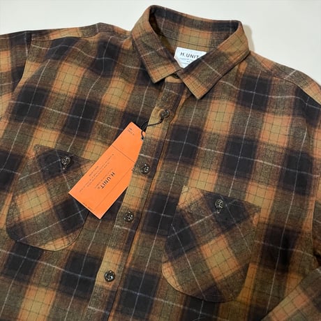 H.UNIT"Shaggy check work shirt"(camel) unisex