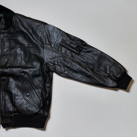 yoused"leather bomber jacket"(black)unisex