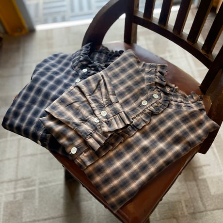 TigreBrocante"ombre check lilflill long sleeve shirts"(women's)