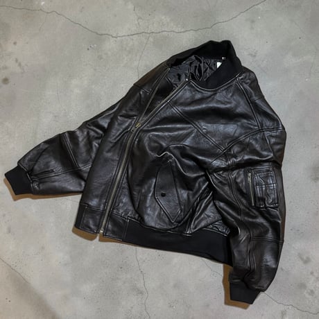 yoused"leather bomber jacket"(black)unisex