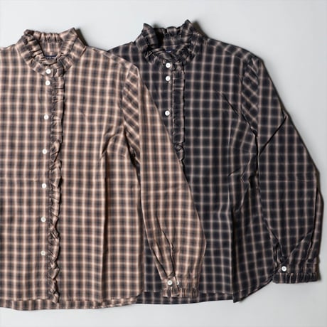 TigreBrocante"ombre check lilflill long sleeve shirts"(women's)