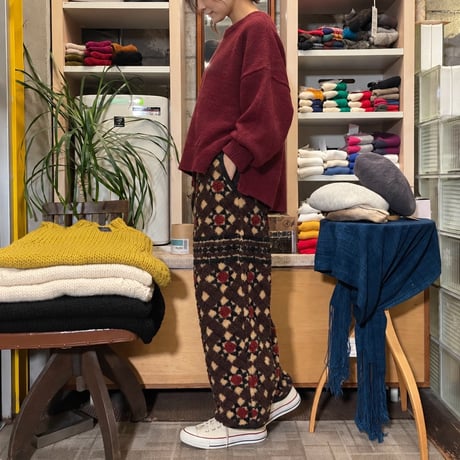 ASEEDONCLOUD"Station floor pattern boa fleece trousers"(brown)unisex