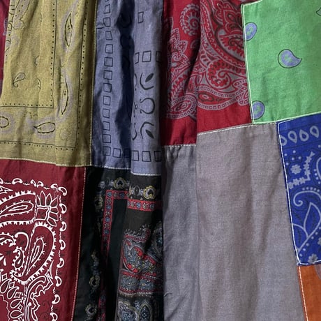 Slow Hands "over dyed bandana patch work skirt"(women's)