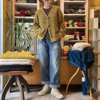 eyya"W/R tiger pattern boucle knit cardigan"(yellow)unisex