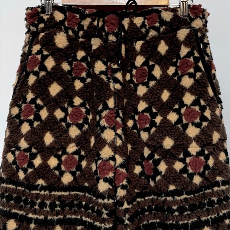 ASEEDONCLOUD"Station floor pattern boa fleece trousers"(brown)unisex