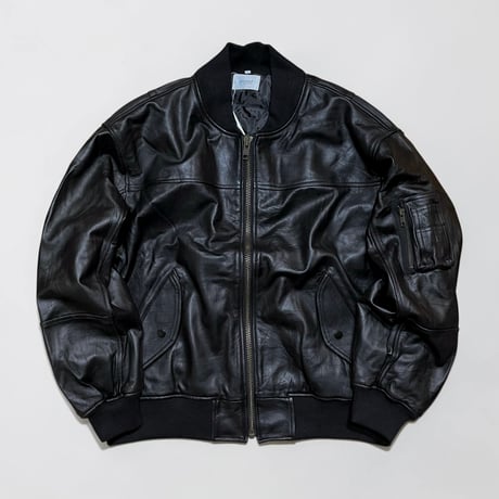 yoused"leather bomber jacket"(black)unisex