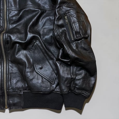 yoused"leather bomber jacket"(black)unisex