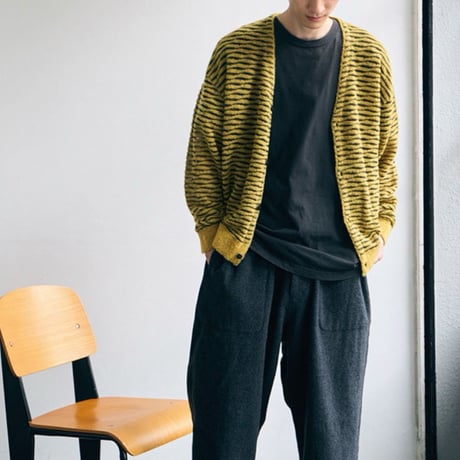 eyya"W/R tiger pattern boucle knit cardigan"(yellow)unisex