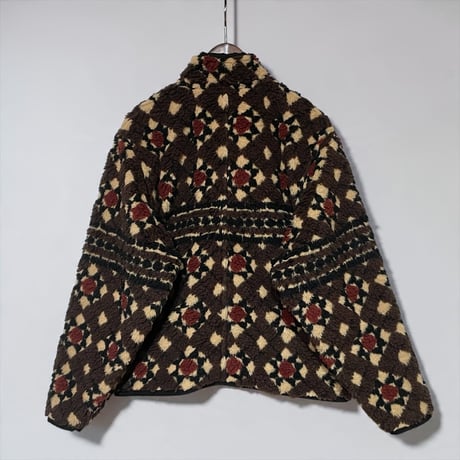 ASEEDONCLOUD"Station floor pattern boa fleece blouson"(brown)unisex