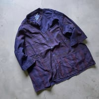 TigreBrocante"madras check mix venice stand shirts"(navy)unisex