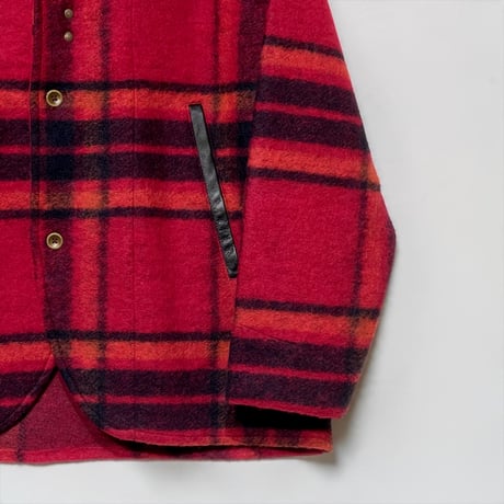 Slow Hands"Wool Check Shawl 3B Jacket"(red)unisex