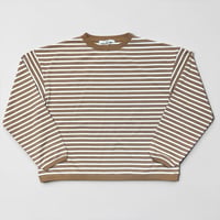 amne "TWISTED BORDER long sleeve tee" (camel×natural) unisex