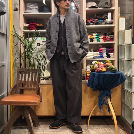 TigreBrocante"wool tweed showl color tab shirts jacket"(charcoal)unisex