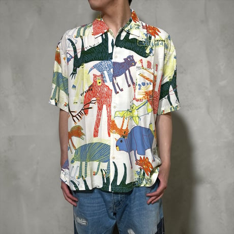 TigreBrocante”Lively animals rayon venice beach S/S shirts“(natural)unisex