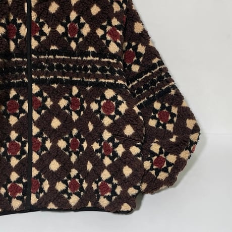 ASEEDONCLOUD"Station floor pattern boa fleece blouson"(brown)unisex